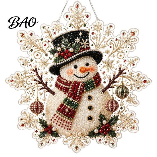 Clear Acrylic Decorative Accents Christmas Pendant with Metal Chain, Double-sided Printed 2D Snowflake Gift Ornaments for Family And Friends Pendant,