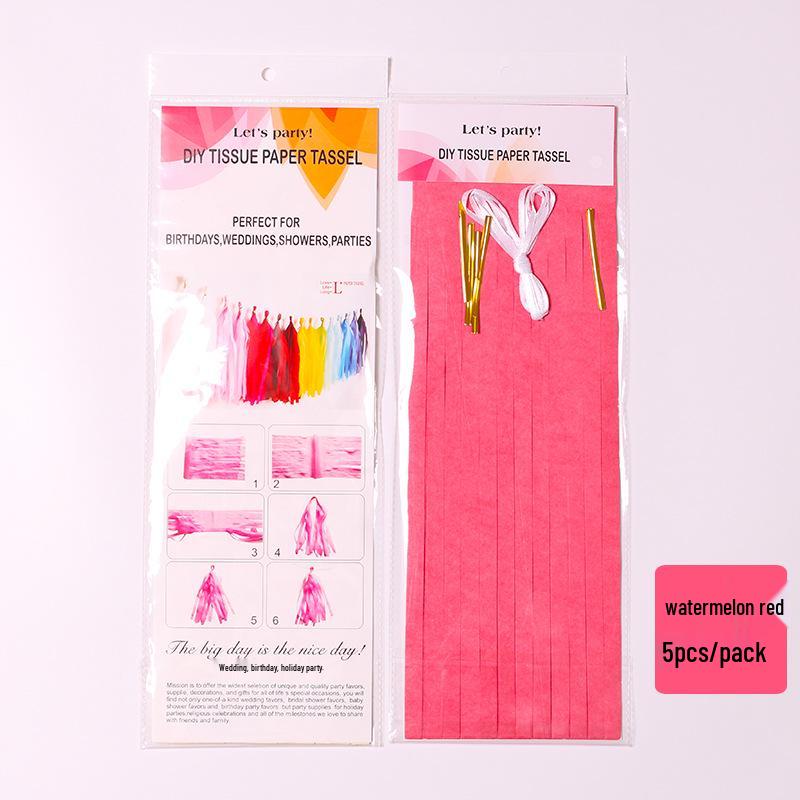 35cm DIY Paper Tassels for Children's Birthday, Wedding, or Festival Decorations - 5pcs/pack