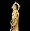 21CM Boxwood Carving Furnishing Ornaments Wood Crafts Buddha Statue Guanyin Sculpture Gifts