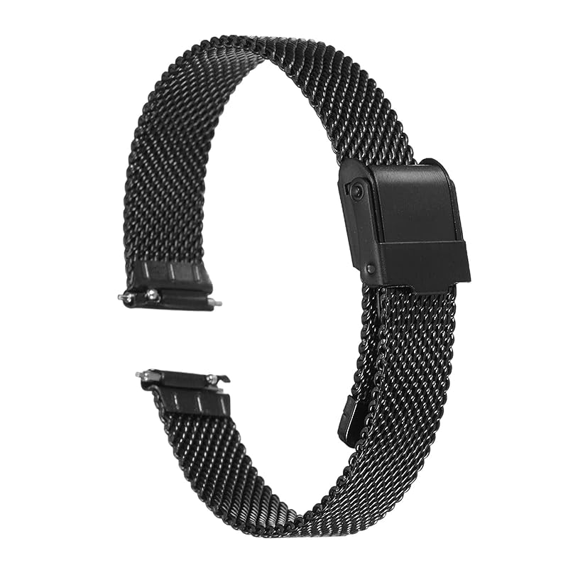 

[uxcell] 316L Stainless Steel Mesh Watch Band 13 mm Quick Release Adjustable Metal Watch Strap for Men Women black