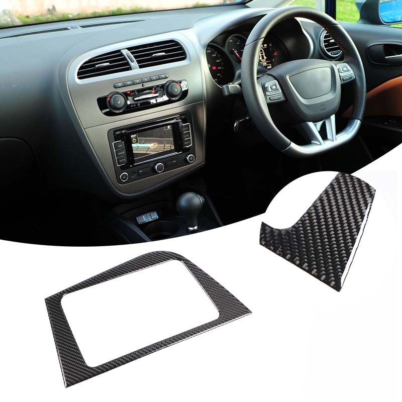 EJJG2 For Seat Leon 2005-2012 Real Carbon Fiber Sticker LHD RHD Car CD Panel Decoration Sticker Car Interior Modification Accessories