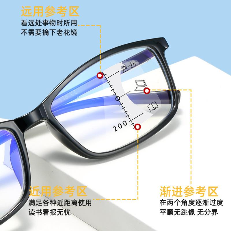 Small Frame Retro Progressive Multi-Focus Reading Glasses Far And Near Anti-Blue Light Middle-Aged And Elderly Reading Glasses
