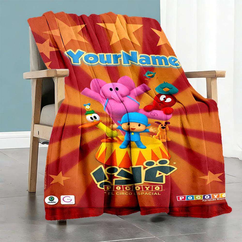 Pocoyo Customize Your Name Blanket Lightweight Personalized Blanket Soft & Cozy Perfect for Livingroom Couch Office Chair Seaside