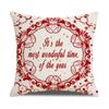 Christmas Pillow Case Linen Print Red Festive Home Cushion Living Room Cushion