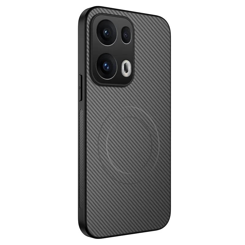 Carbon Fiber Pattern Silicone Phone Case For OPPO Reno 14 13A 12 FS 10 Pro 5G Magnetic Wireless Charging Soft Back Cover Cases