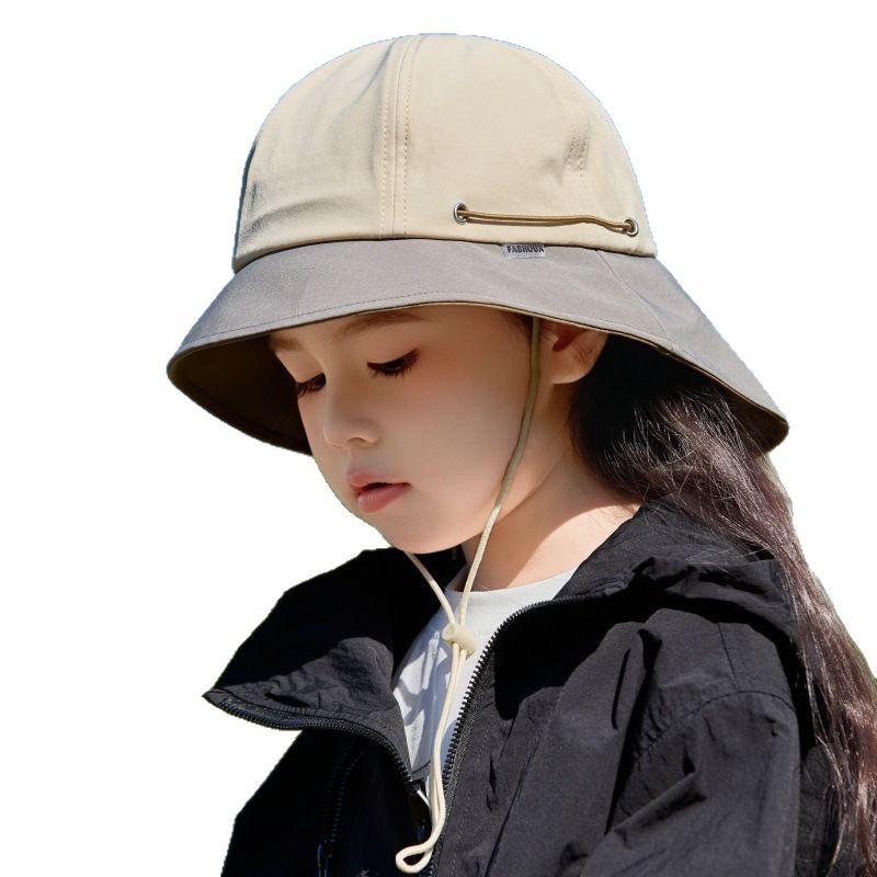 Summer Ice Silk Children'S Sunshade Basin Hat Sunscreen Bucket Hat Outdoor Boys And Girls Mountaineering Hat Thin Sun Hat