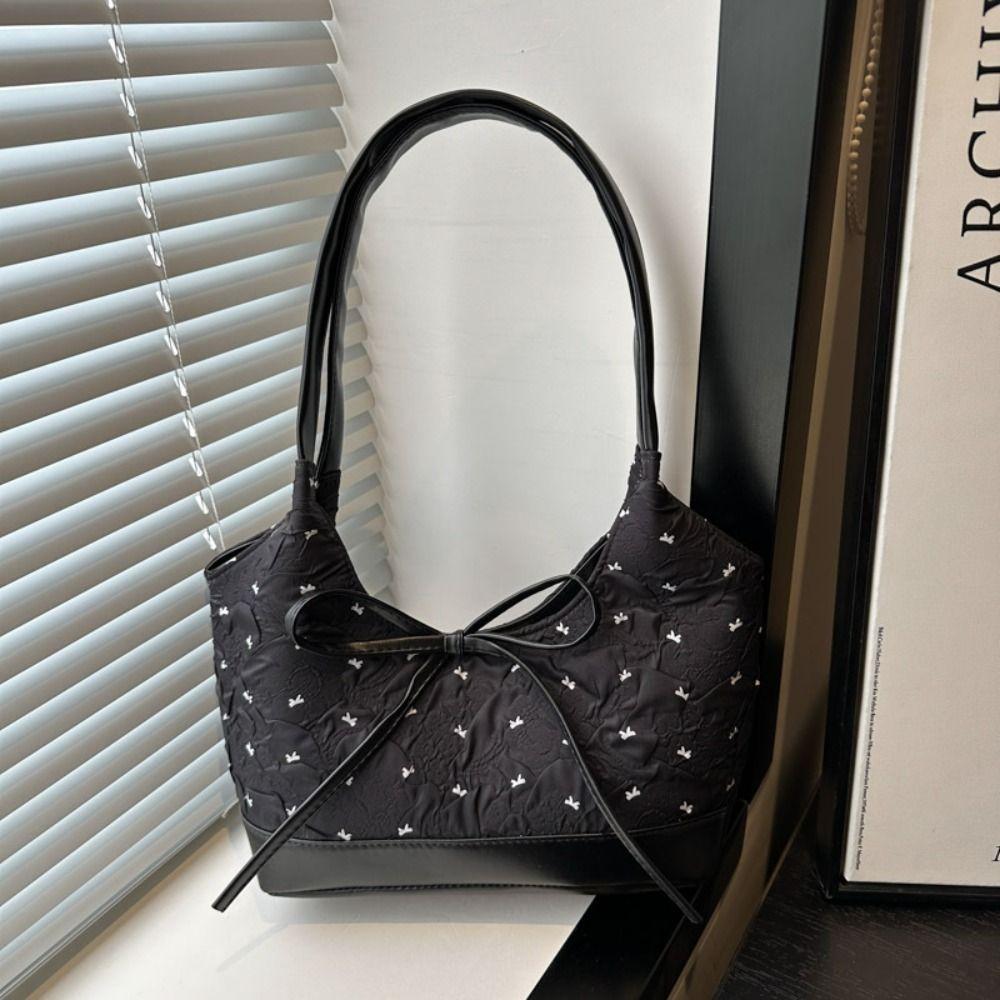 Y2K Bow Ribbon Shoulder Bag Sweet Tote Bag Trendy Armpit Bag  Female