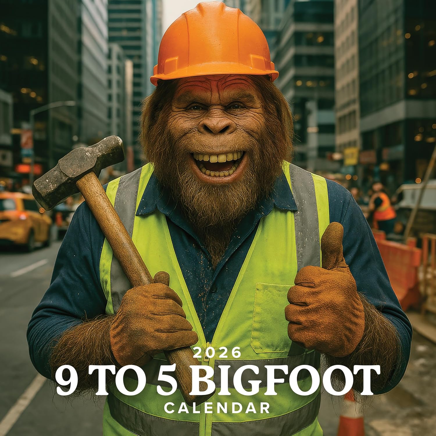 Off The Grid Calendars - 2026 9 to 5 Bigfoot | 12 x 12 | Wall Calendar - Funny White Elephant Gift 7x7