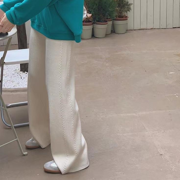 

Женские брюки повседневные теплые свободные трикотажные широкие брюки с высокой талией мягкие вощеные удобные модные прямые брюки для женщин 2024 One Size белый