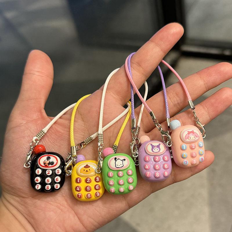 Sanrio Mini Diy Mobile Phone Dollhouse Pendant Dress Up Plush Toy For Labubu Doll Accessories Dollhouse Hanging Neck Accessories