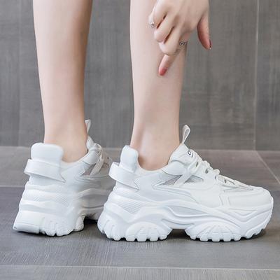 6CM Heightening Women's Thick-soled Sneakers Spring and Autumn Fashion Outdoor White Non-slip Lace-up Breathable Ladies 35-40