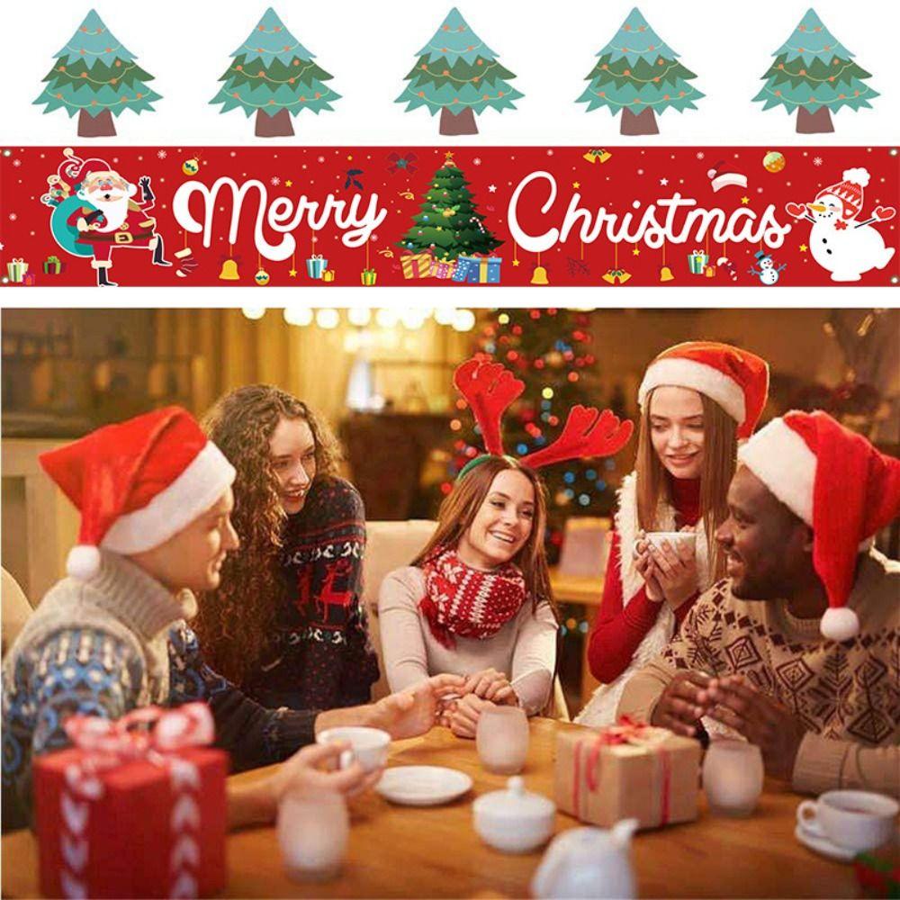 Foldable Christmas Pull Flag DIY Flag Banner Multipurpose Christmas Banner  Yard