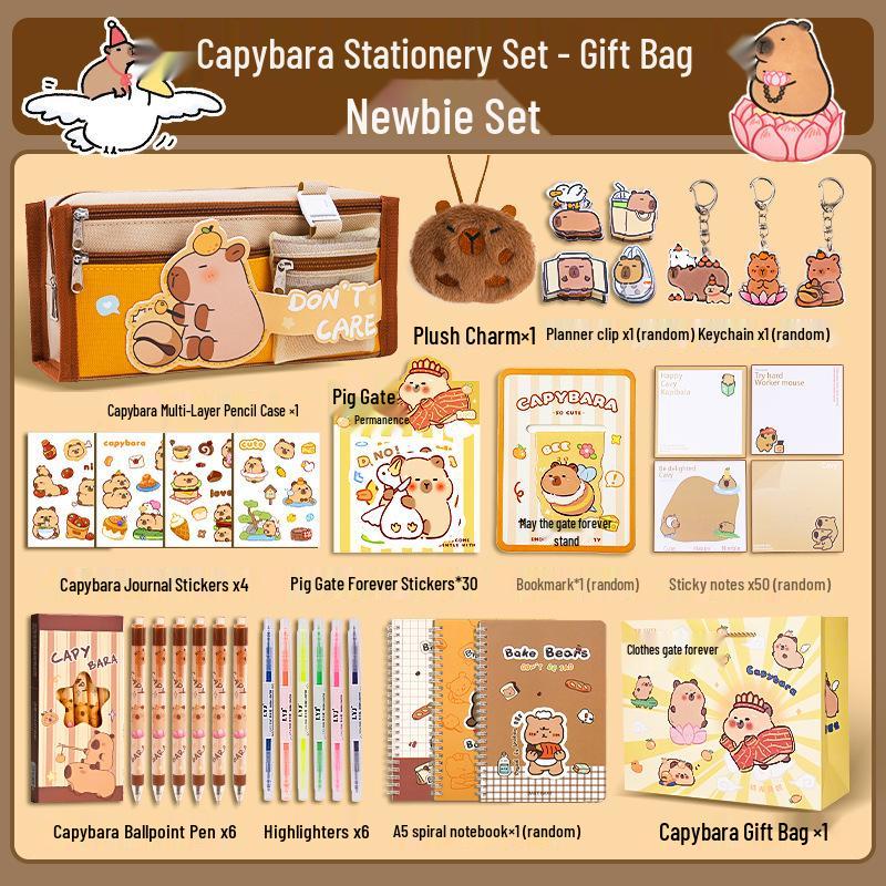 

Набор канцелярских принадлежностей на День защиты детей с капибарой - Набор креативных учебных принадлежностей