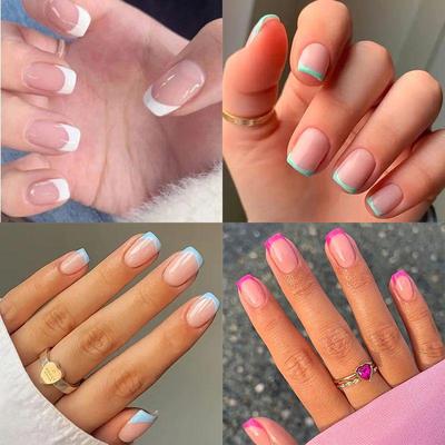 European & American Style Classic French Oval Nail Art Tips – Medium-Long Oval Stickers