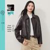 ESE-Y Women's Faux Leather Lapel Jacket