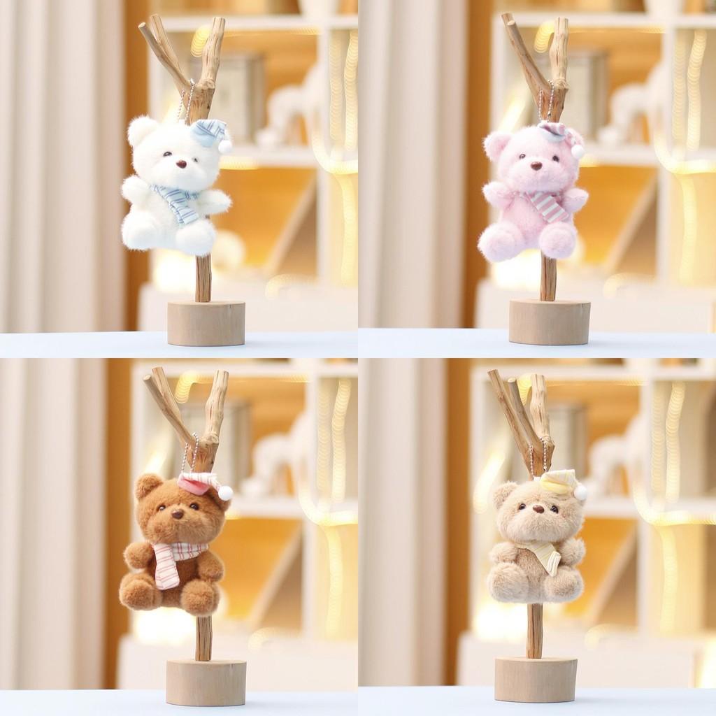 Christmas Bear Plush Stuffed Animal With Santa Hat Keychain For Kids Room