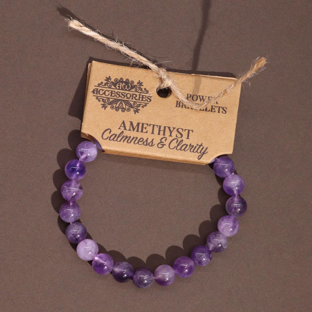 Amethyst Beaded Stretch Bracelet 8mm