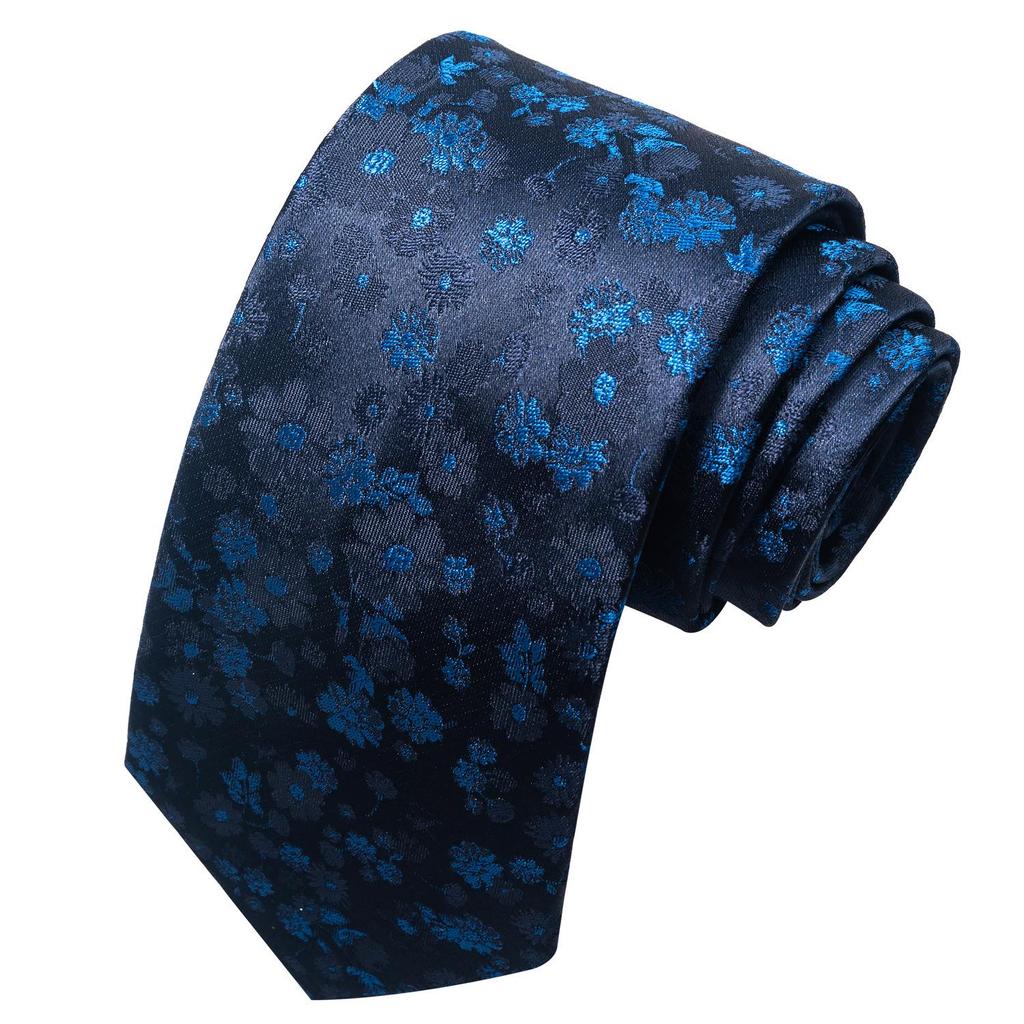 Spring/Summer Blue Series Men's Yarn-Dyed Jacquard Tie - British Style, Hand-Tied, Business Fashion