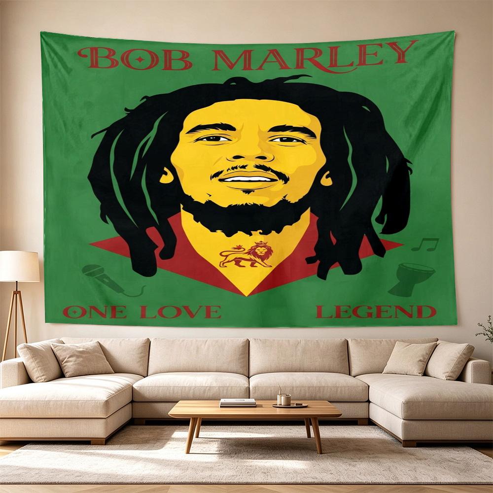 Bob Marley Reggae Music Legend  Polyester Wall Hanging Tapestry, Aesthetic Home Decor for Bedroom Dorm Photo Backdrop
