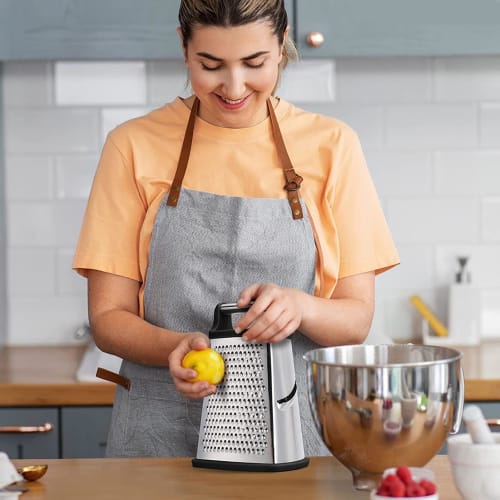 Box Grater - Cheese Grater with Storage Container, 4-Sided Stainless Steel Box Grater with Removable Storage Container, Multi-Function Kitchen Grater
