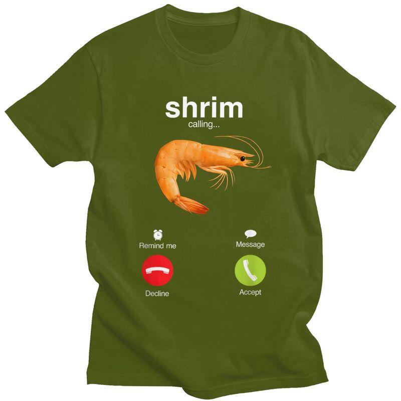 Shrim Is Calling T Shirt Men ShortSleeve Funny Shrimp Meme Tshirt Streetwear Tee Tops For Husband Boyfriend Slim Fit Tshirt
