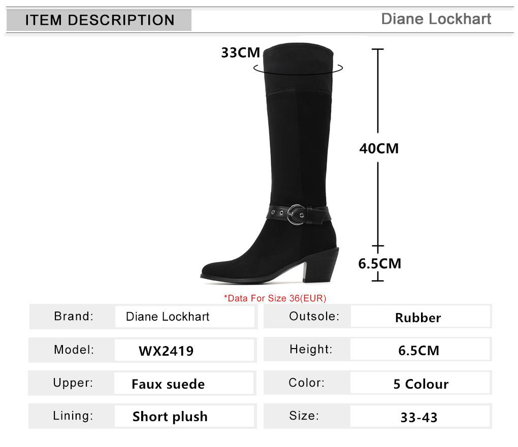 Fashion New Solid Color Comfortable Fashion Knee-high Fashion Ankle Strap Buckle Boots Round Head Square Heels Increase Winter High Boot