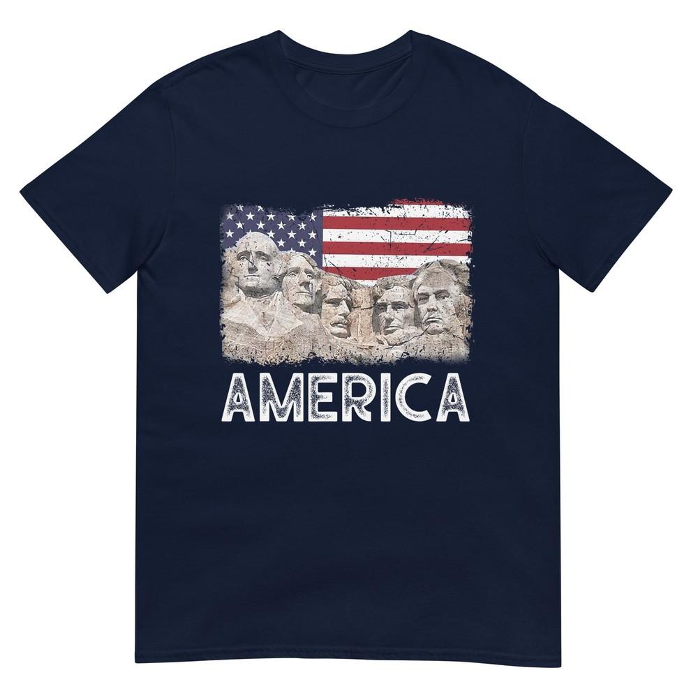 Trump President 45th Rushmore Mount American Flag 4th July TShirt S