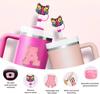 7PCS Cup Accessories Set for Stanley 30oz 40oz Tumbler Initials Silicone Straw Cover Cap Boot Letter Handle Charm Sticker