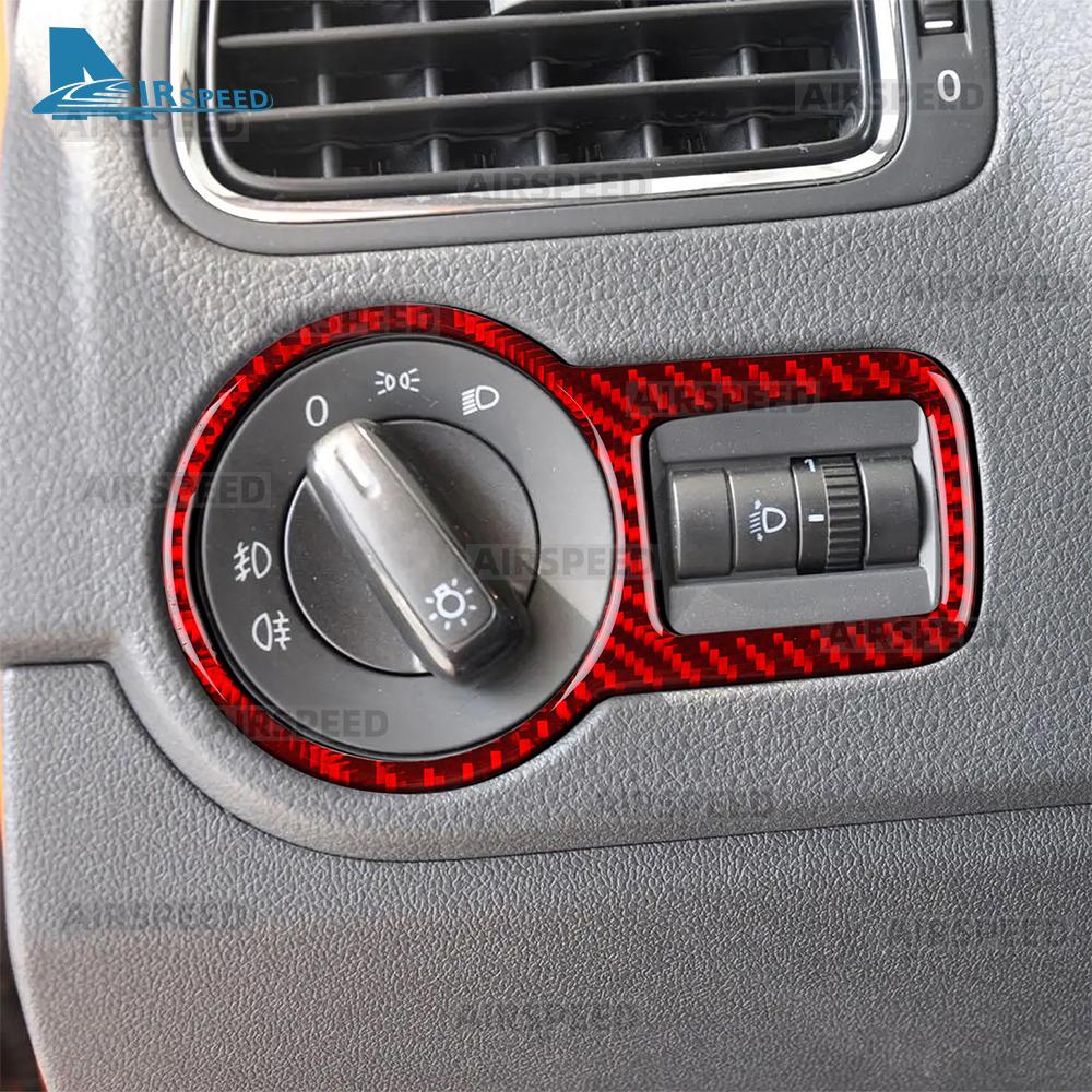 Real Soft Carbon Fiber Sticker For Volkswagen VW Polo MK5 6R 2010 2011 2012 2013 2014 LHD RHD Car Headlight Switch Interior Trim