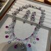 Italian Jewelry Set Seiko High-End Rhodium-Plated India-Pakistan Wedding Banquet Fashion High-End Colored Treasure Necklace
