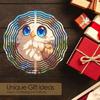 Cute Cartoon Owl 2D Metal Wind Spinner Outdoor Garden Decor Hanging Ornament for Thanksgiving Christmas Patio Decor No Electricity