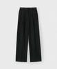 MONGDOL Single-Pleat Wide Slacks Black Mdpt025Black
