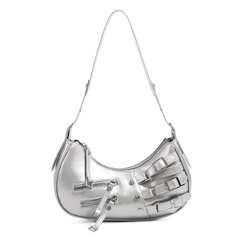 

Vintage PU Leather Shoulder Bags For Women Y2K Trendy Cool American Motorcycle Bag Bags for Women Designer Handbag