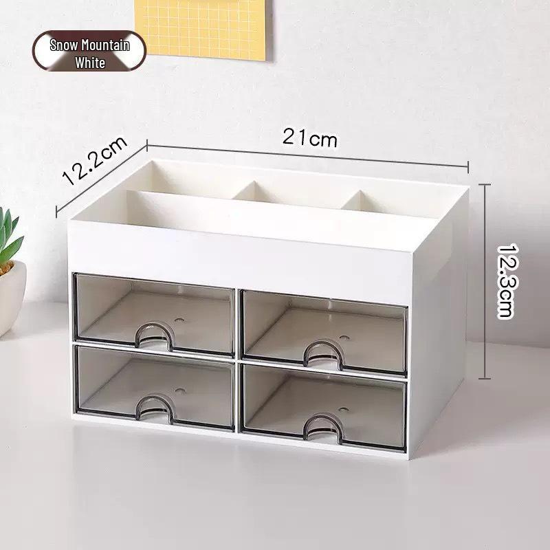 „Stylowy pyłoszczelny pojemnik do przechowywania – 6 przegródek na biurko w akademiku, artykuły papiernicze, biżuterię i inne”