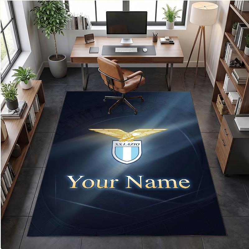 Tappeto in Velluto di Cristallo Stampa Lazio FC Testo Nome Personalizzato Tappetino Decorazione per la Casa
