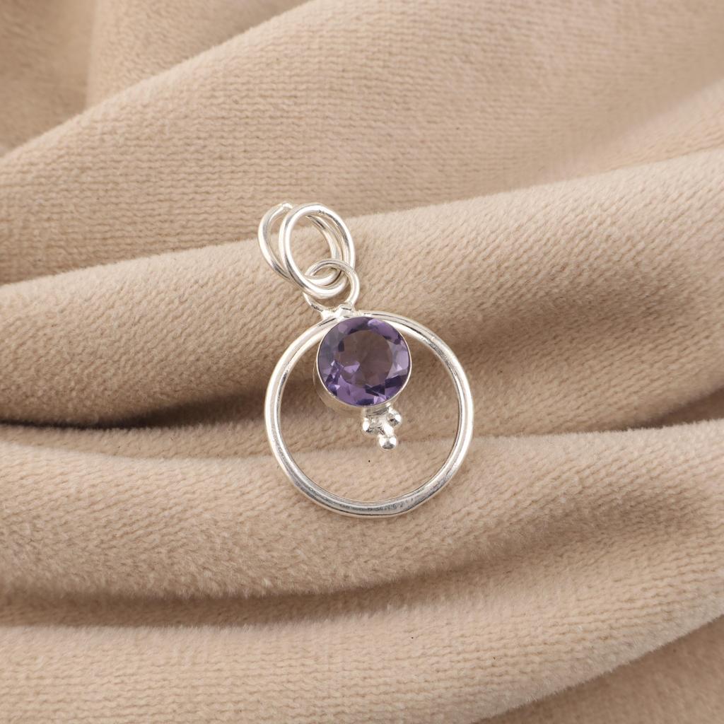 Iolite Gemstone 925 Sterling Silver Handmade Women's Necklace Elegant Pendant 1.2" PP-68-9