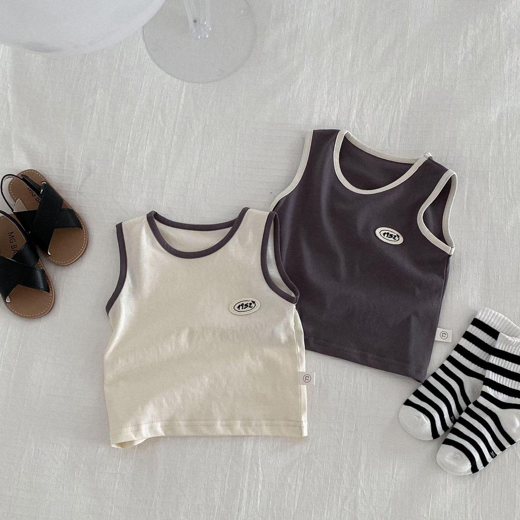 Korean Style Summer Set for Toddlers 0-2 Years: Cotton Sleeveless Vest and Shorts