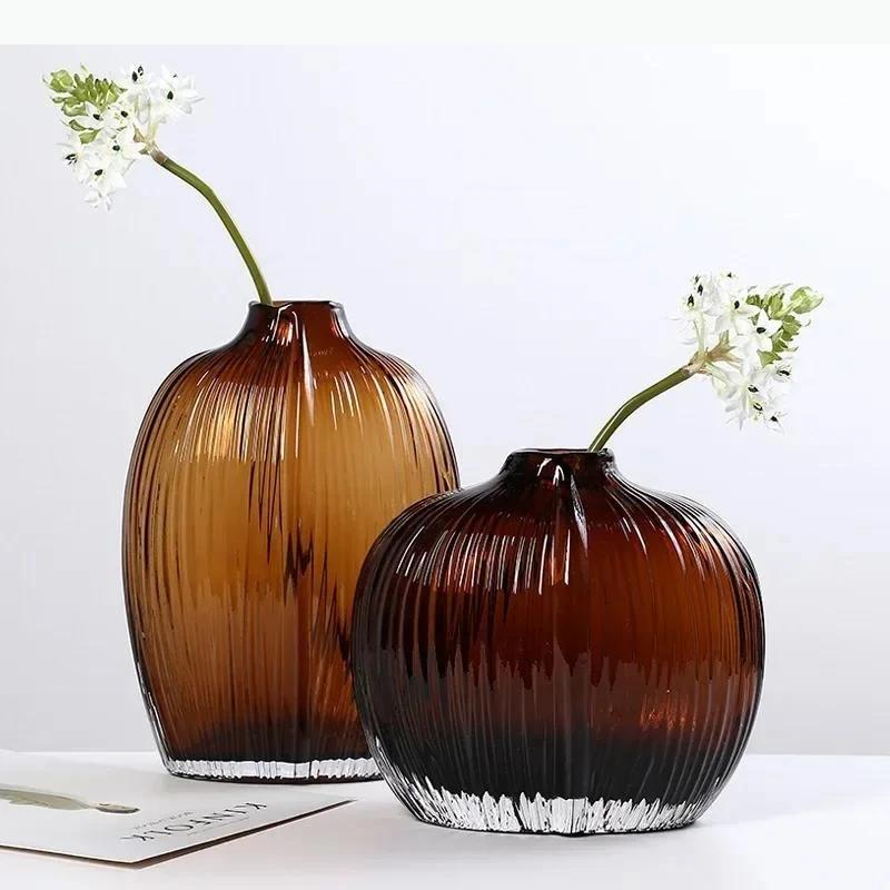 Glass Vase Hydroponic Transparent Flower Pots Desk Decoration Flower Arrangement Modern Floral Vases Room Aesthetic Decor