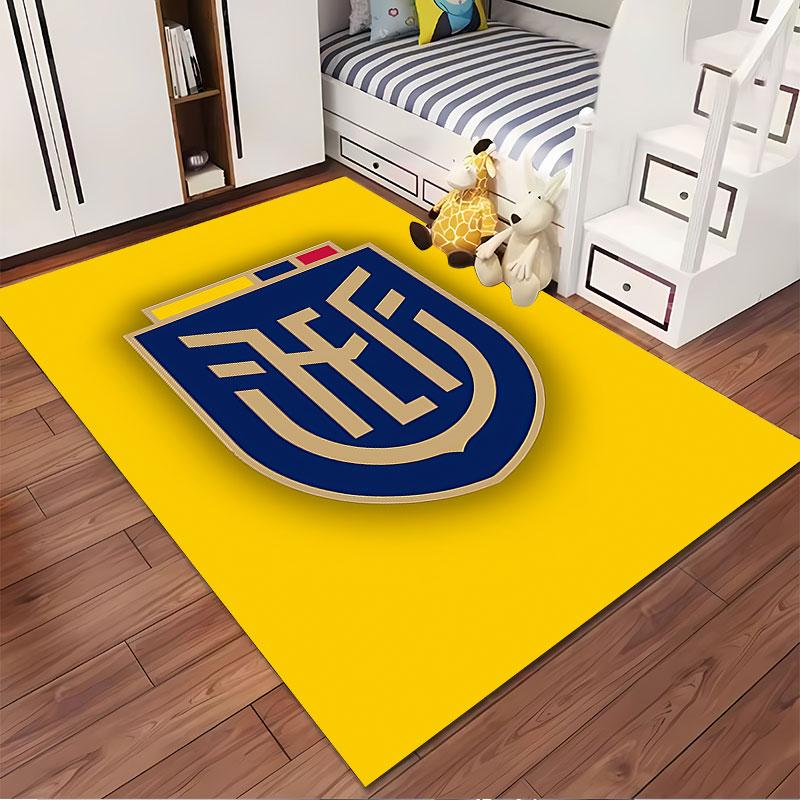 Yellow and Blue Shield Logo Carpet suitable as a non-slip mat for the living room or bedroom sofa