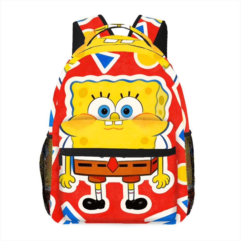 SpongeBob SquarePants Backpack Cartoon All Over Print School Bag for Women Lightweight Travel Backpack with Side Pockets