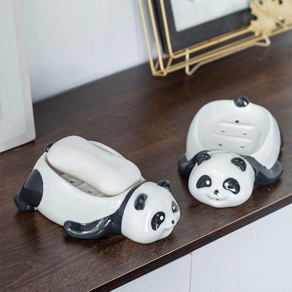 

Керамическая мыльница в виде панды из мультфильма, полка для хранения мыла в форме панды, декоративная для ванной комнаты