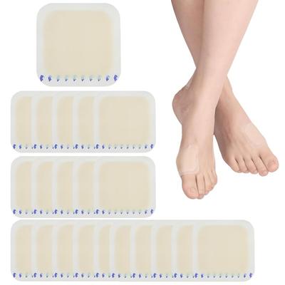 20Pcs Waterproof Blister Plasters Soft Gel Hydrocolloid Blister Prevention Cushion Pads for Heel Bunion Corn