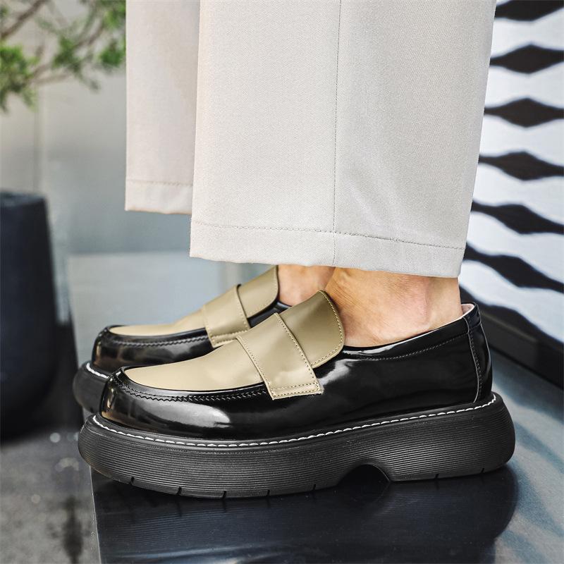 

Мужские повседневные кожаные туфли на широкой подошве с большим носком, деловые туфли дерби, свадебные туфли для жениха 96599-J 38 зелёный