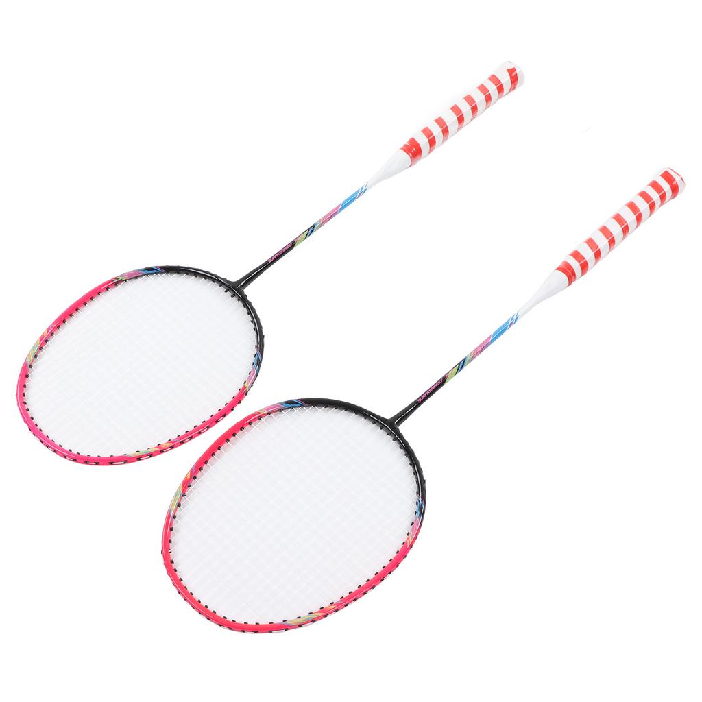 2 Stück Badmintonschläger Rosa Legierungsrahmen Großer Sweetspot Einteiliges Design Doppel-Badmintonschläger mit Aufbewahrungstasche
