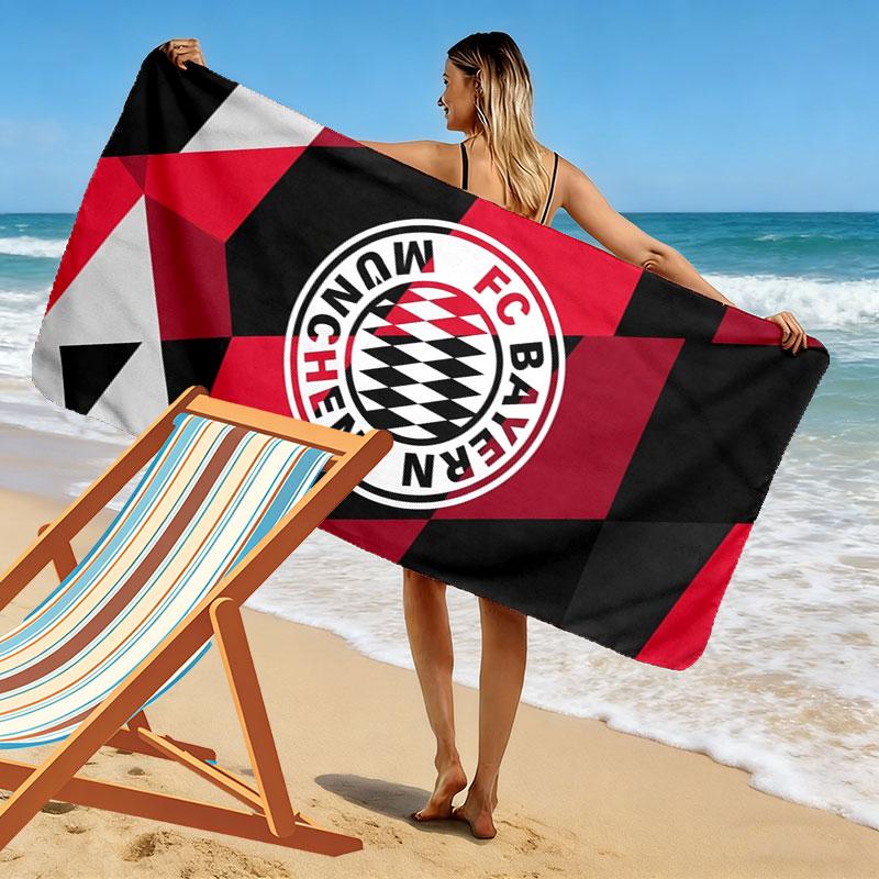 FC Bayern Munchen Print Beach Towel, Large Soft Quick Dry Towel for Beach Camping Swimming