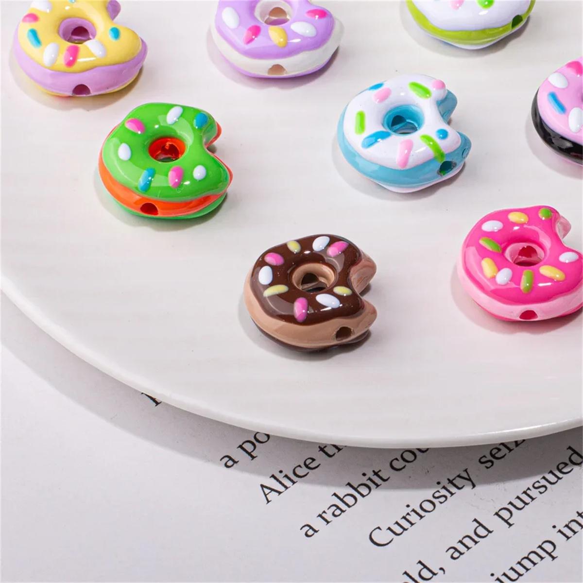 

SW17 22mm Hand Painted Donut Acrylic Straight Hole Swimming Circle DIY Bracelet Clothes Beaded Accessories Phone Chain Materials 22mm(3pcs)