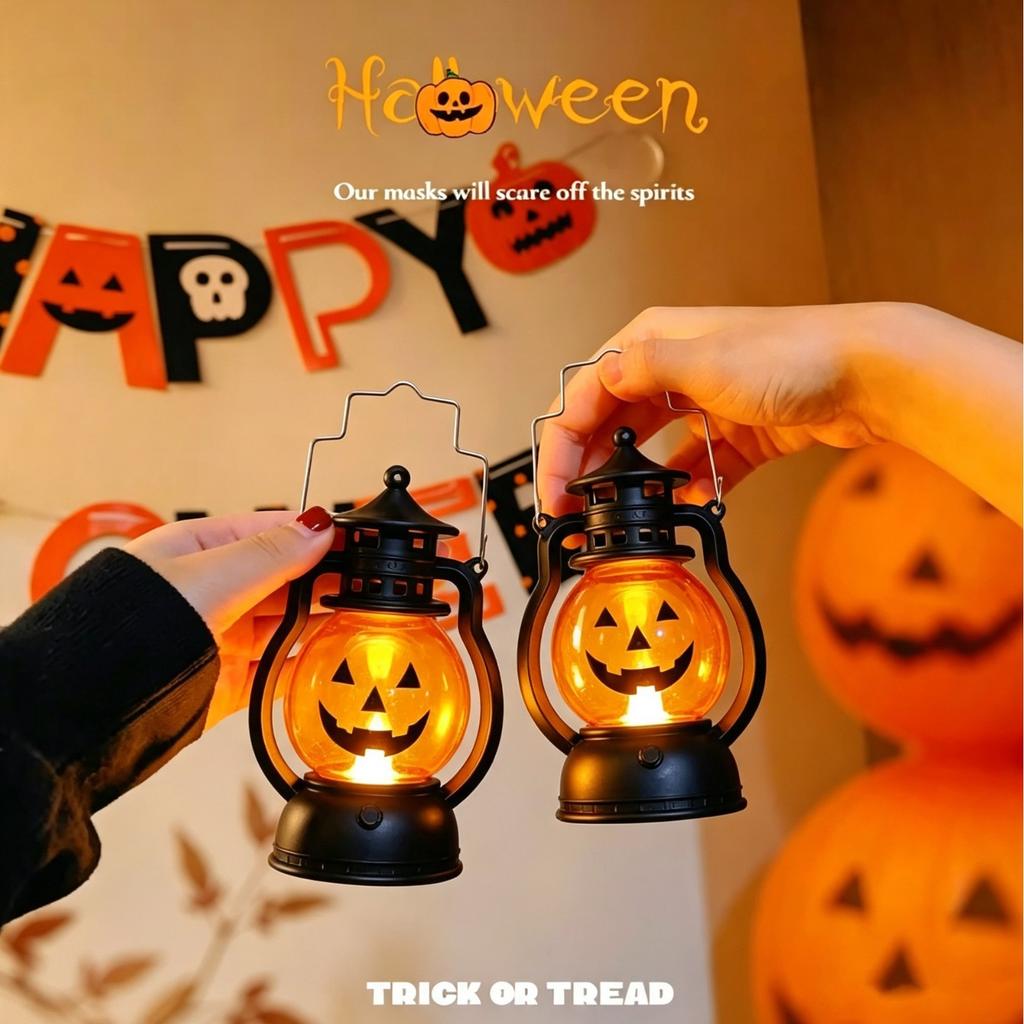 Halloween Pumpkin Ghost Face Lamp Portable Decoration Light for Bar Party Table Atmosphere Prop Halloween Decor Use