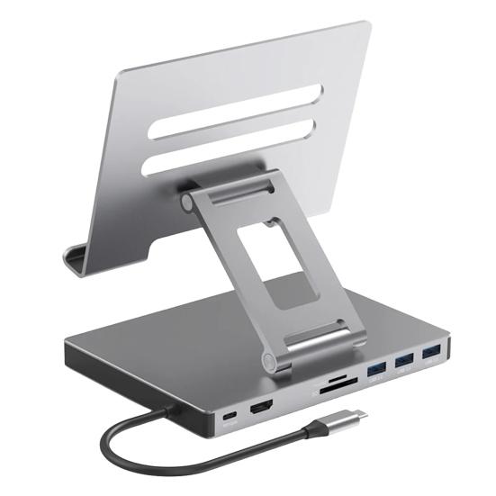 Laptop Stand Docking Station Multiport USB 3.0 TF Card Slot 4K 60HZ HDMI-compatible PD Charging Gigabit Ethernet Aluminum Alloy Type-C Hub Adapter