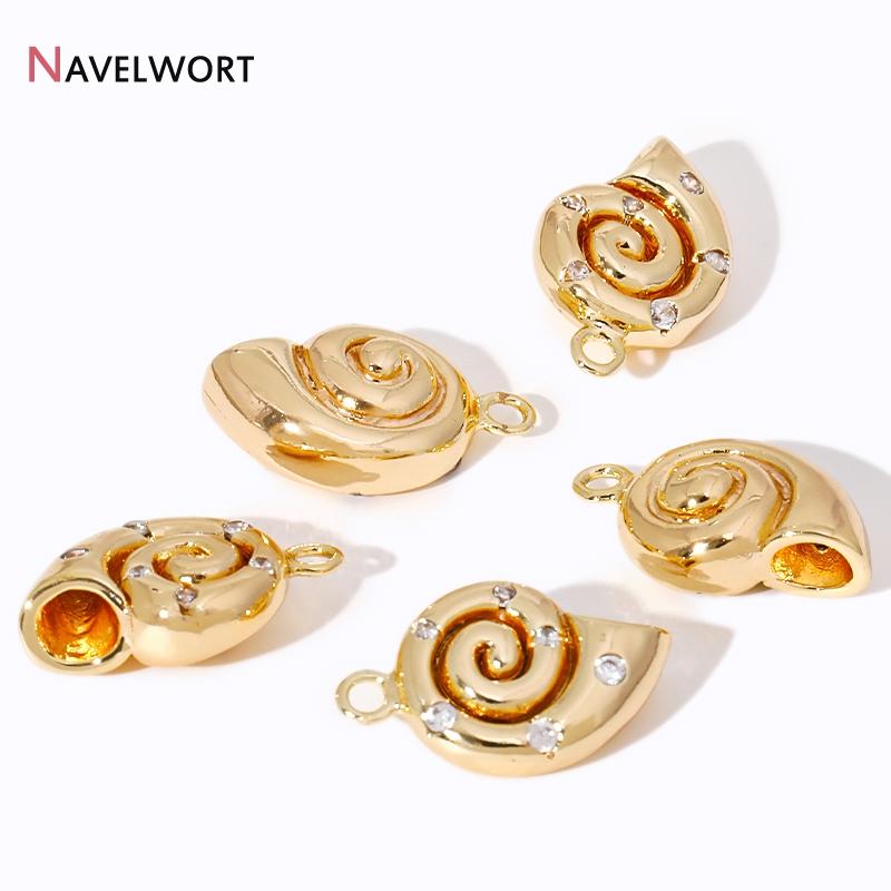 2Pcs 14K Gold Plated Brass Metal Conch Pendant,Charms For Jewelry Making,DIY Earring Bracelet Necklace Making Findings Supplies