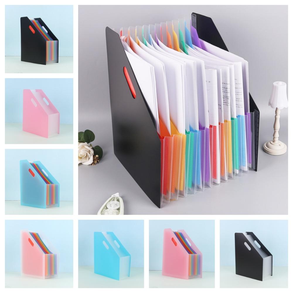 Stand Up 13 Pockets File Folder Diagonal Mouth Rainbow Color Document Holder  Office